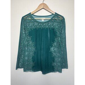 Sundance Top Women Small Green Lilys Paramour Top Velvet Lace Crochet Boho